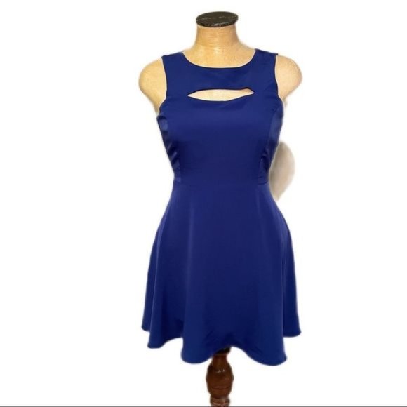 Forever 21 Dresses & Skirts - Forever 21 Fit?and Flare Dress with Cutout Size Small Blue